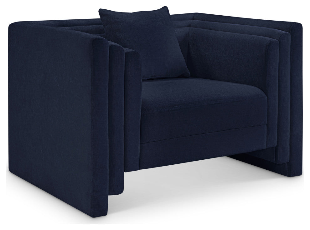 Everett Upholstered Chair, Navy, Chenille Fabric
