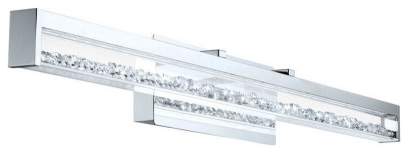 Eglo 1x31.4w Led Vanity Wall Light W/ Chrome Finish & Clear Glass W/ Crystal Sto