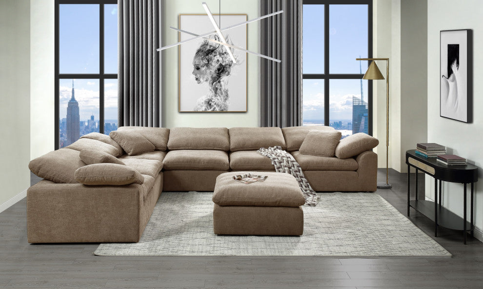Linen Upholstery Modular Wedge, Beige