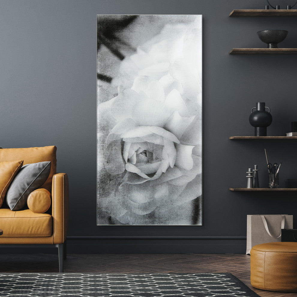 "Dark Ranunculus I A" Frameless Reverse Printed Tempered Art Glass Wall Art