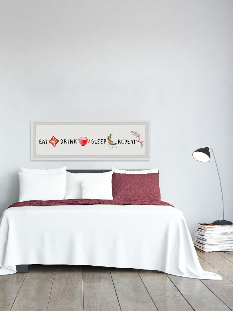 "Eat Drink and Sleep" Framed Painting Print, 45x15