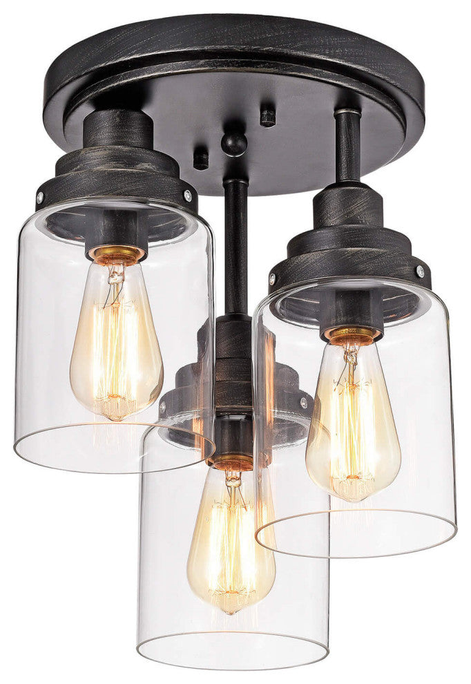April Flush Mount With Simple Clear Glass Shades