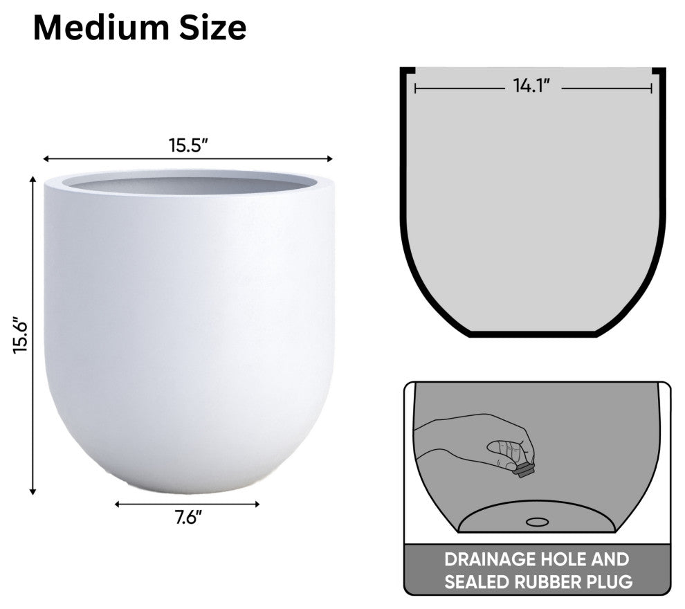 DTY Signature Mount Antero 1-piece Fiberstone Bullet Planter, White, Medium