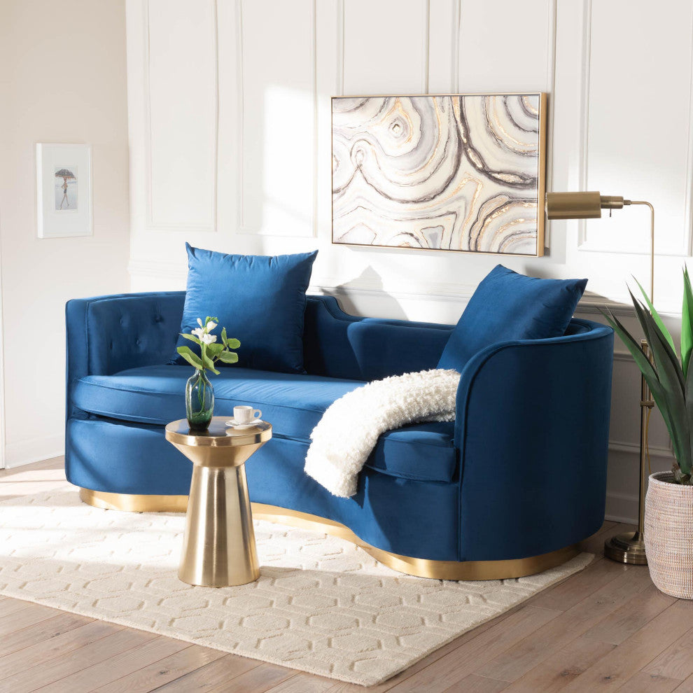 Rosy Glam Navy Blue Velvet Sofa