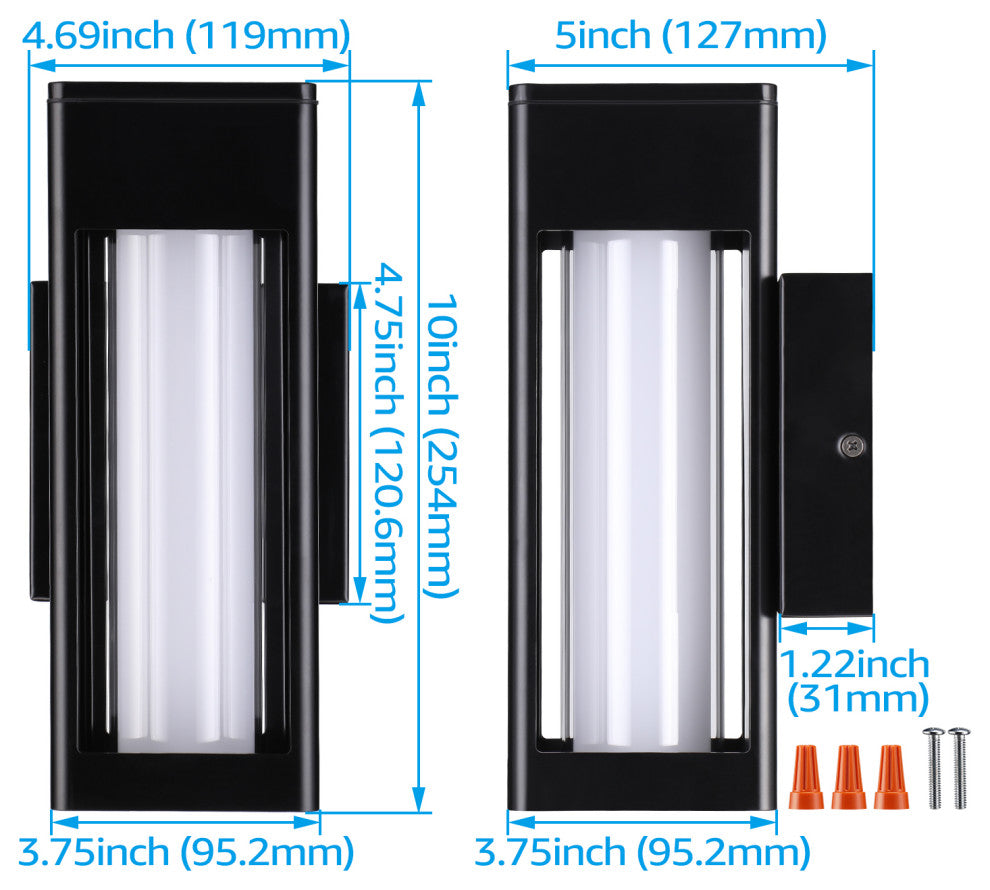 2-Pack 8W LED Wall Sconce Light Milky Glass Warm White
