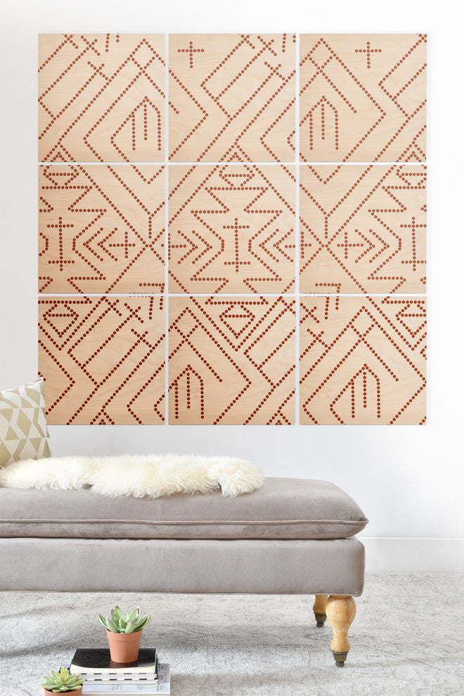 Deny Designs Vy La Cross Diamond Rust Wood Wall Mural, 4'x4'