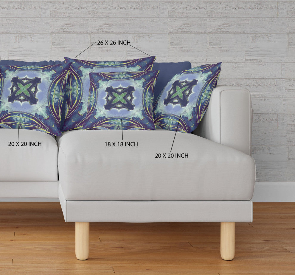 20" Blue Green Geo Tribal Suede Throw Pillow