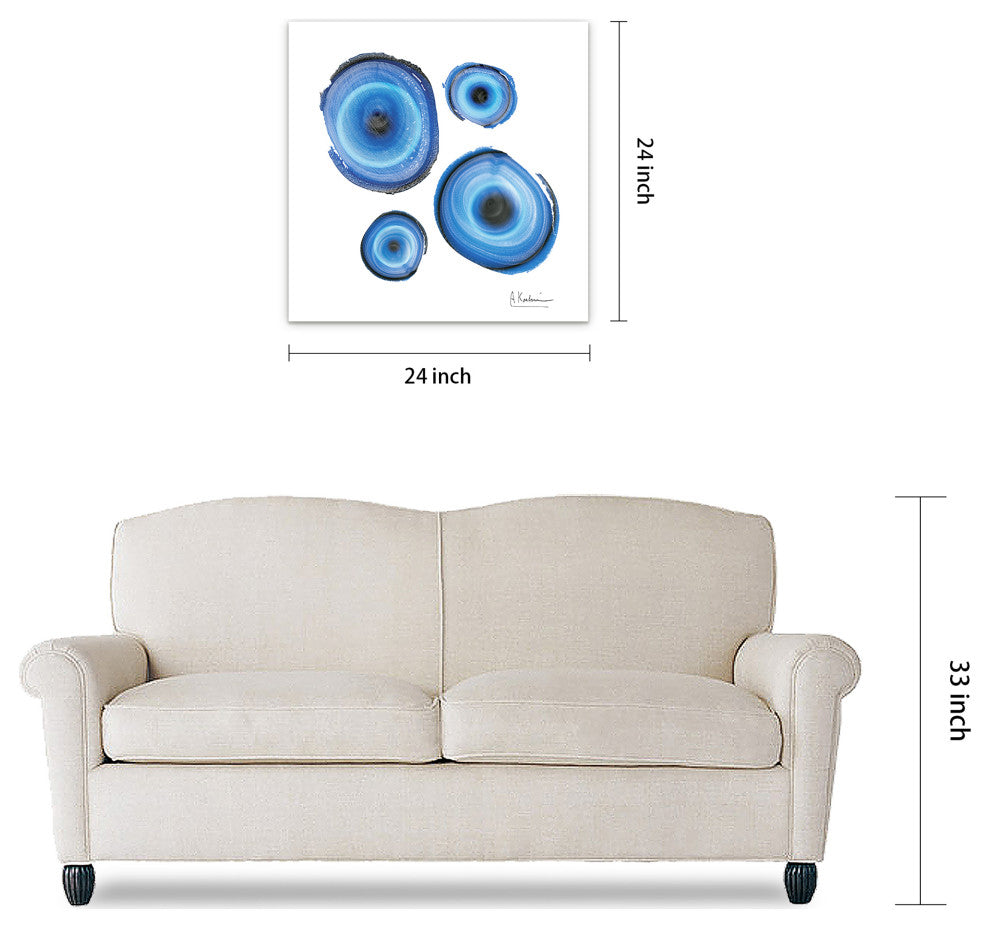 "Mineral Rings I" Abstract Wall Art Frameless Free Floating Tempered Glass Panel