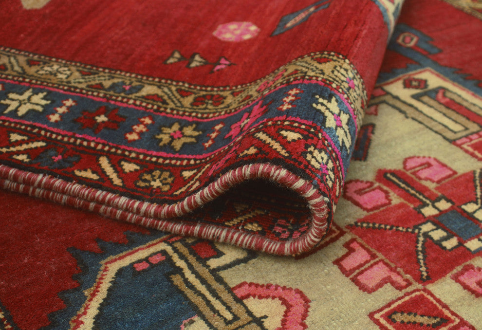 Fine Vintage Distressed Adilynn Red/Blue Runner, 3'6x10'10