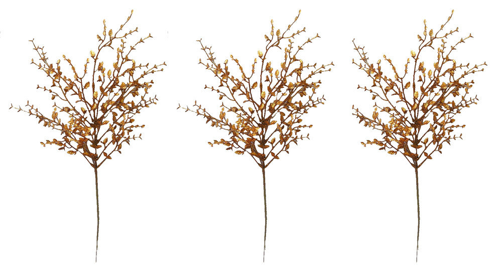 3 Pieces 26" Glitter Tea Leaf Christmas Spray, Copper