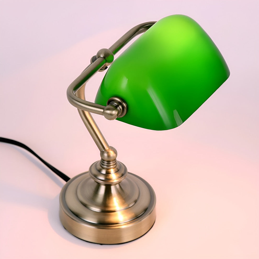 Classical vintage banker reading lamp for bedroom, study room, Blue