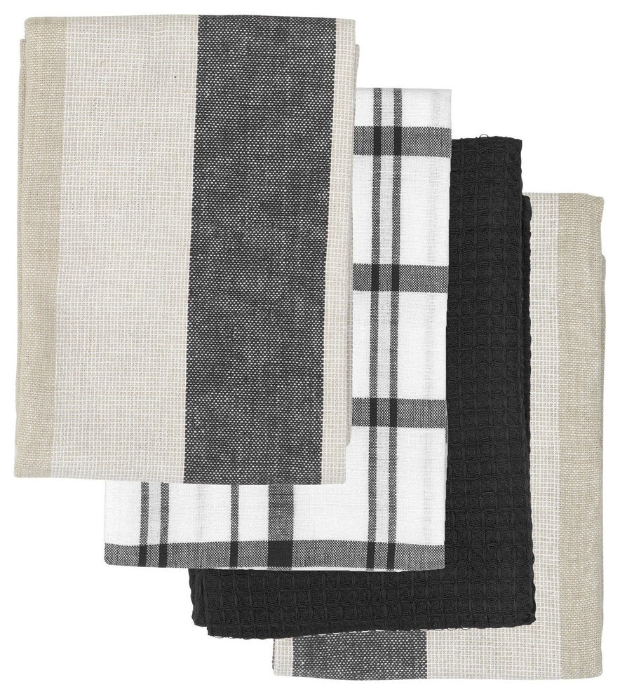 Chef's Table Kitchen Tea Towel, Set of 4, Black