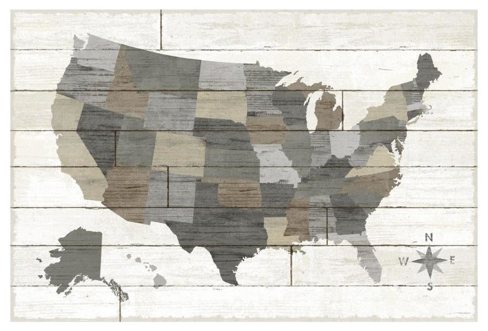 "Barnboard Map Neutral no Words" Digital Paper Print by Sue Schlabach, 20"x14"