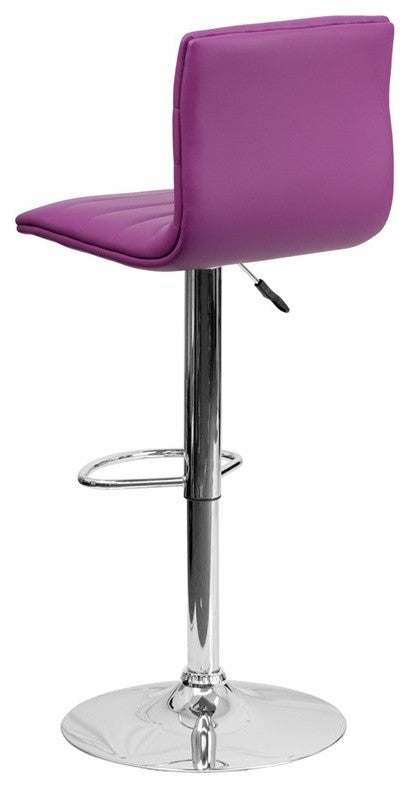 Estella Lois Mid-Back Purple Vinyl Swivel Adjustable Barstool