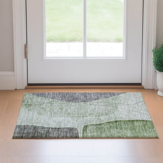 Premium Machine Washable Mayfield AMF696 Green 1'8" x 2'6" Rug