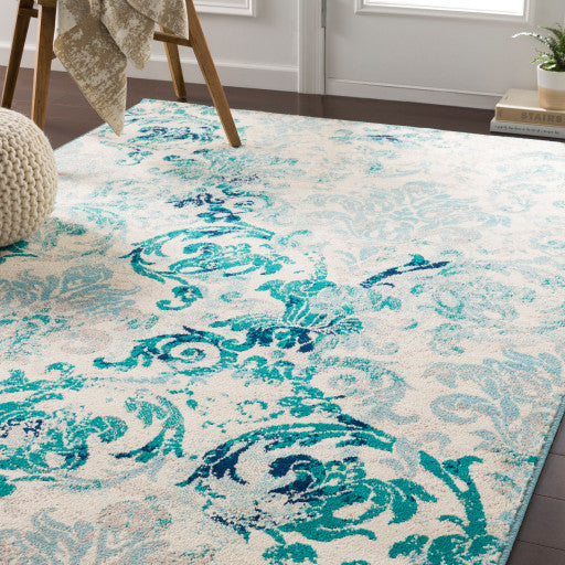 Surya Paramount PAR-1102 8'10"x12'10" Rug, Teal/Aqua/Dark Blue/Light Gray/Cream