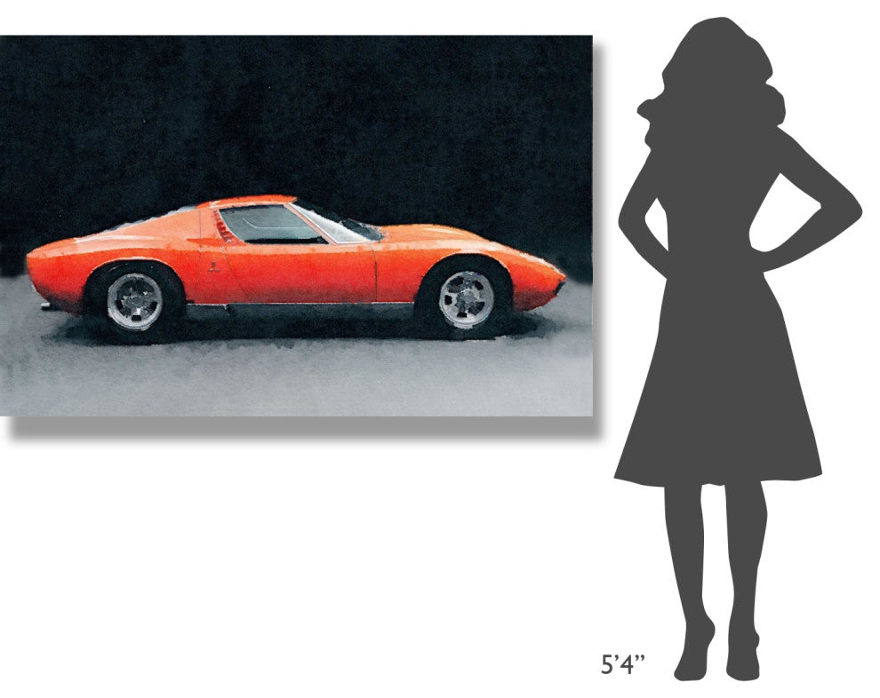 "1971 Lamborghini Miura P400 S Watercolor" Fine Art Print