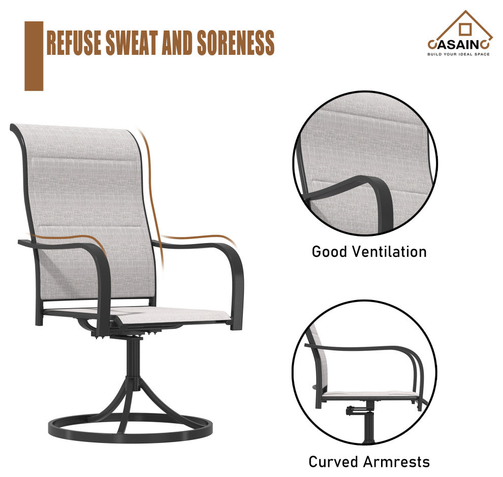CASAINC 2 Piece Textilene Fabric Iron Frame Swivel Dining Chair