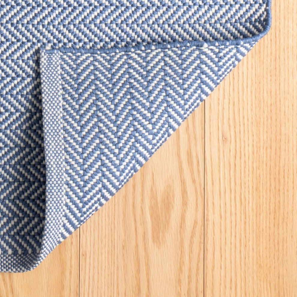 Dash & Albert Herringbone Denim/Ivory Indoor/Outdoor Rug, Blue, 2' x 3'