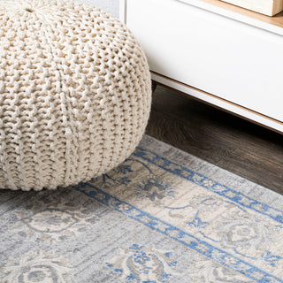 Modern Persian Moroccan Gray/Blue 6' Round Area Rug