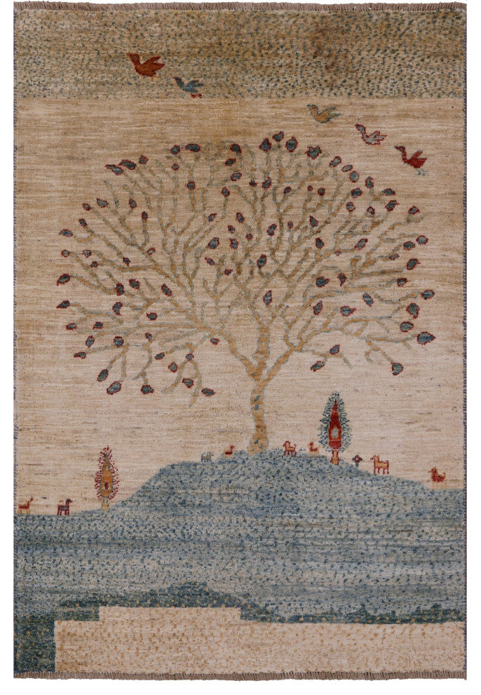 3' 3" X 4' 9" Handmade Persian Gabbeh Tribal Wool Rug Q11048