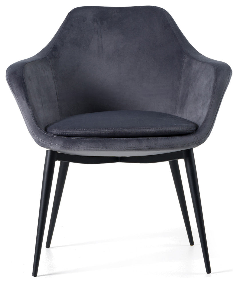 Modrest Wilson Modern Gray Velvet and Black Dining Chair