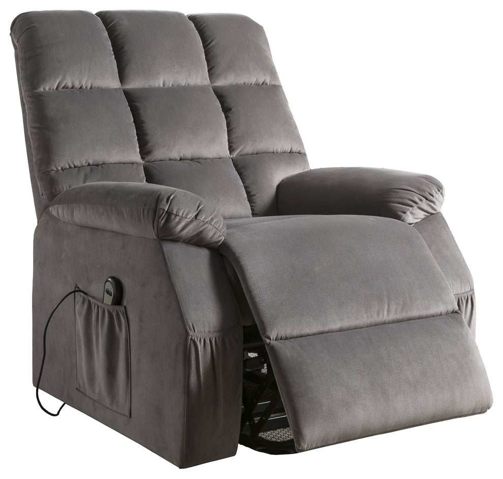 ACME Ipompea Recliner with Power Lift and Massage, Gray Velvet
