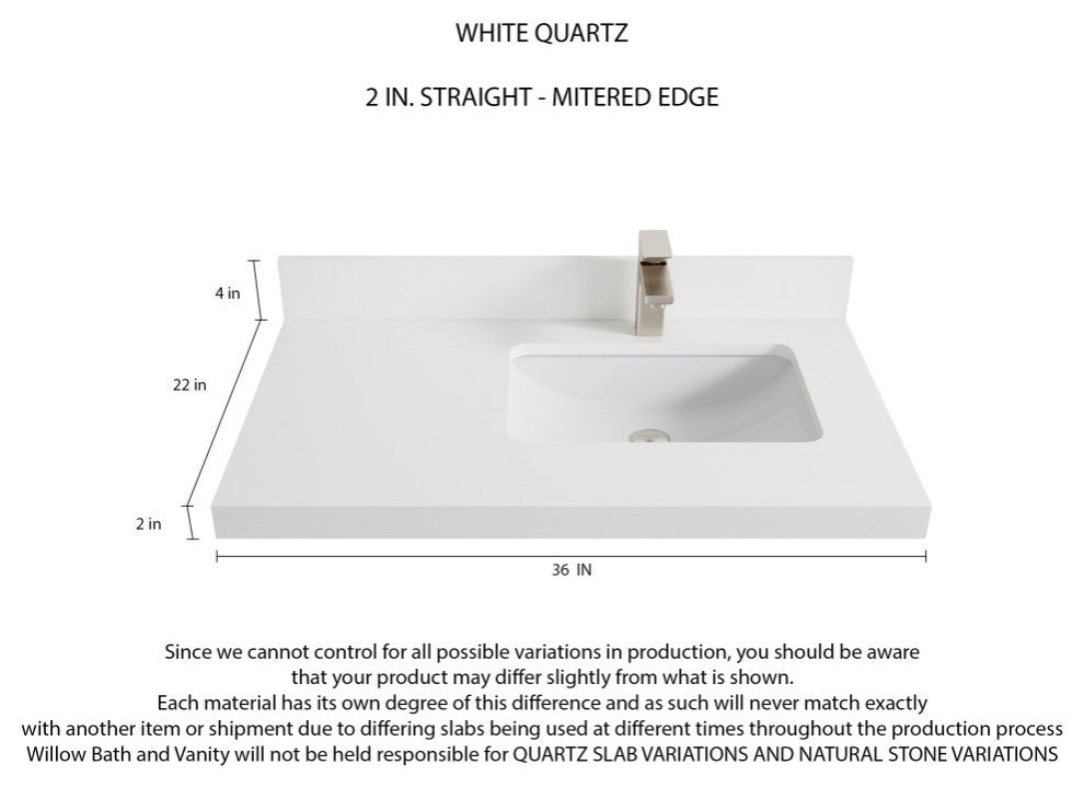 Aberdeen 36 Right Offset Bath Vanity in Dark Forest Green 2" White Quartz