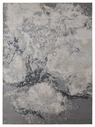 Oria Industrial Abstract Area Rug, Gray/Ivory, 1'8"x2'10"