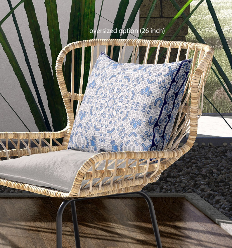 18 Blue Gray Geostar Indoor Outdoor Throw Pillow