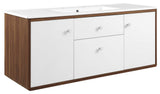 Transmit 48" Wall-Mount Bathroom Vanity, Walnut White