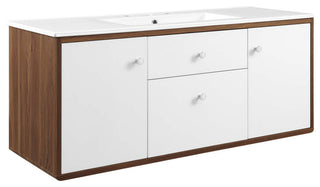 Transmit 48" Wall-Mount Bathroom Vanity, Walnut White