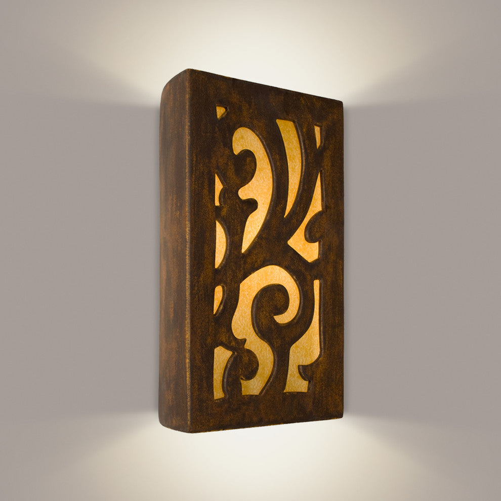 Cathedral Wall Sconce, Butternut and Amber, Bulb Type: E12