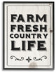 Black & White Farm Fresh Country Life Typography Framed Giclee Art, 11"x14"