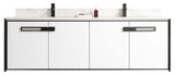Oakville Wall Mount Bathroom Vanity, White Matte, 72", Black Hardware