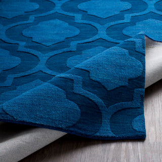 Central Park Solid and Border Dark Blue Area Rug, 6'x9'