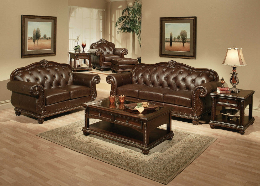 37" Espresso Top Grain Leather Sofa