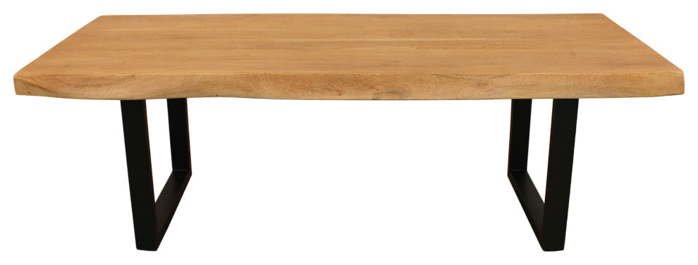 Sycamore Rustic Solid Wood Coffee Table With Live Edge, Natural Finish