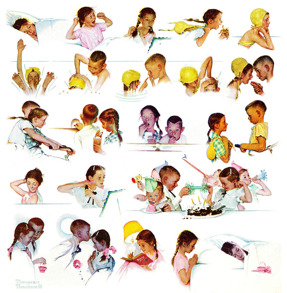 "Day in the Life of a Girl" Print on Canvas by Norman Rockwell