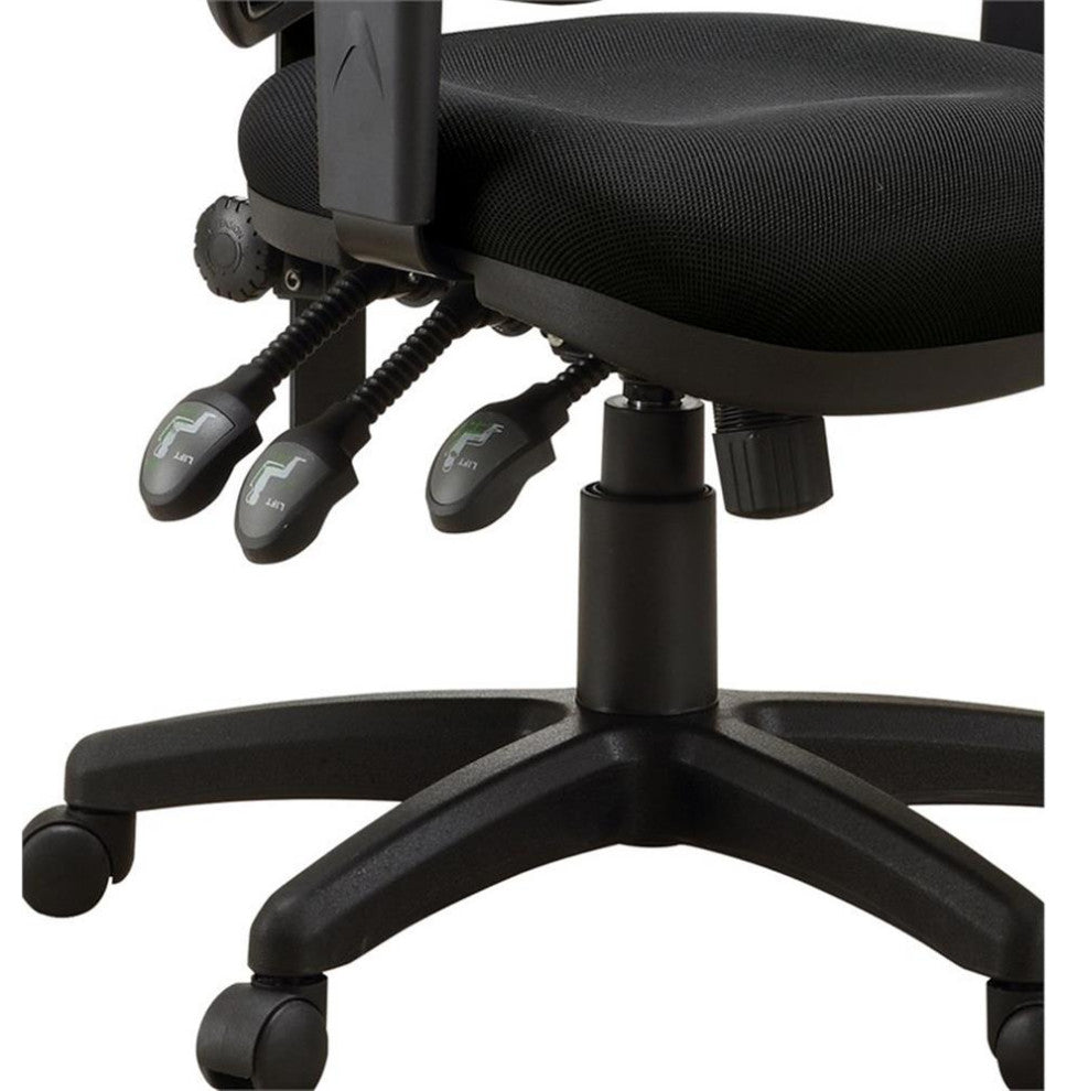 Coaster Rollo Padded Arm Fabric Mesh Office Chair with Casters in Black