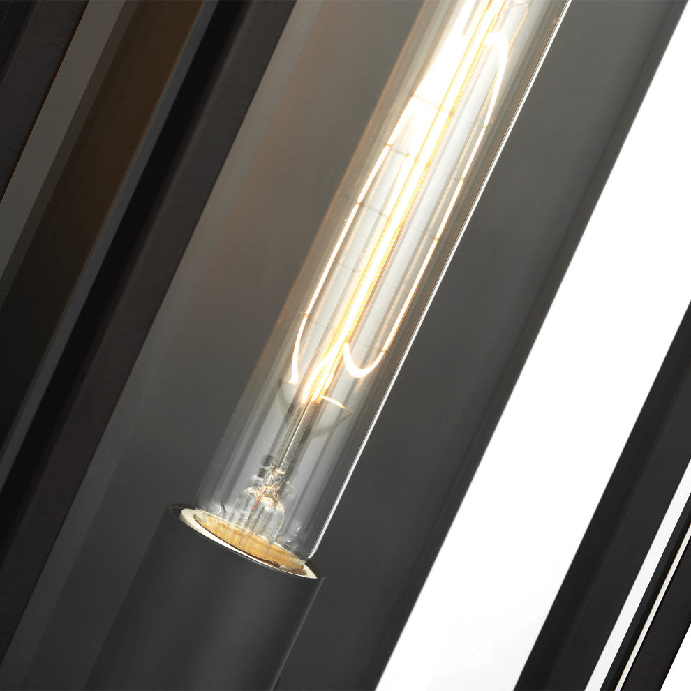 Exhibit 1-Light Large Wall Lantern, Matte Black/Clear Beveled Glass