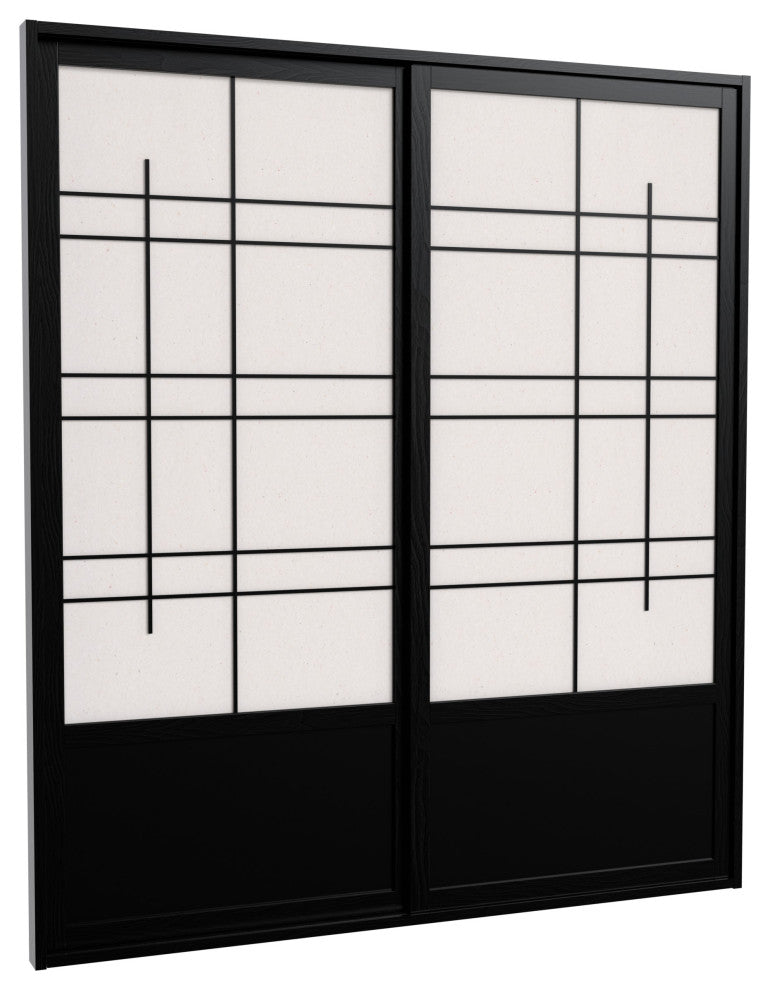 7' Tall Eudes Shoji Sliding Door Kit, Double, Sided, Black