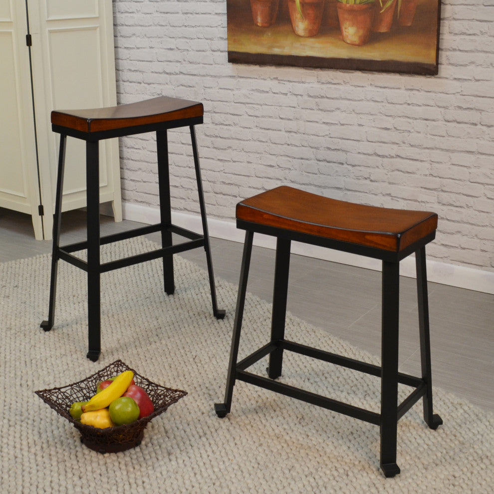 Thea 30" Saddle Seat Barstool - Chestnut/Black