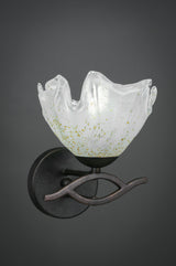 Revo Wall Sconce In Dark Granite, 7" Gold Ice Glass