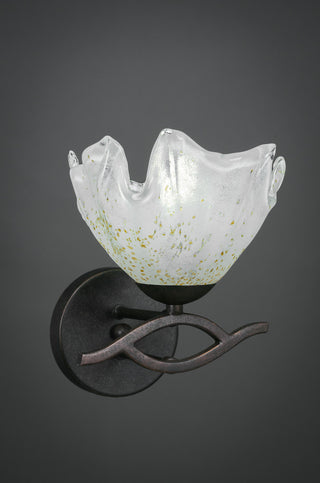 Revo Wall Sconce In Dark Granite, 7" Gold Ice Glass