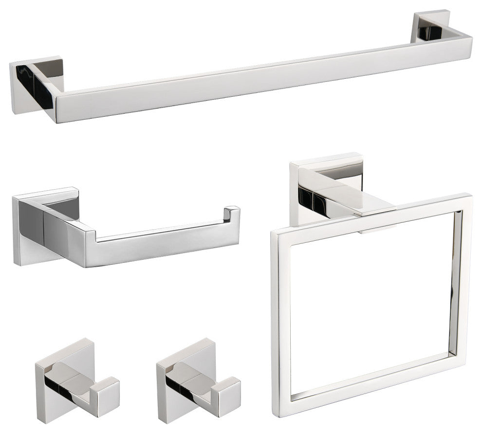 5-Piece Decorative Bathroom Hardware Set , Chrome