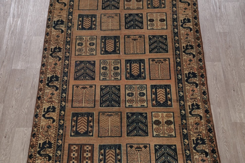 Consigned, Handmade Persian Worn Oriental Vintage Runner Rug, Peach, 10'11"X5'2"