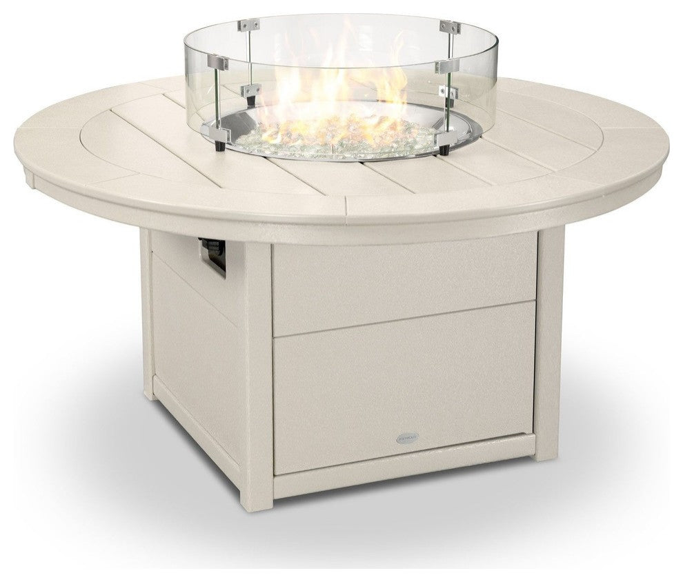 Polywood Round 48" Fire Pit Table, Sand