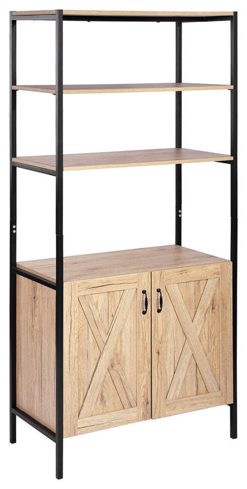 Wood Double Door Accent Cabinet with Shelf, Oak, 31'' X 16''