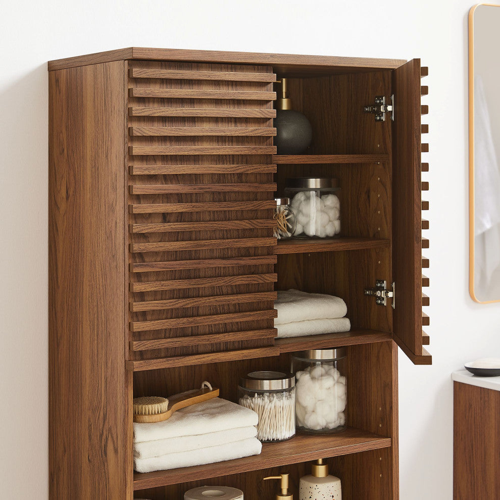 Render Tall Bathroom Storage Cabinet, Walnut